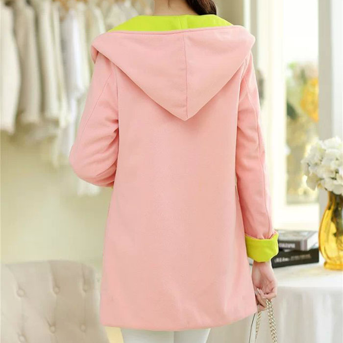 Shanshan đến với Zhao Liying với phiên bản tiếng Hàn của chiếc áo khoác lông len trùm đầu đôi. áo măng tô kaki nữ dáng dài