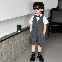 Boys dress summer childrens small suit British style flower girl host boys catwalk piano performance suit