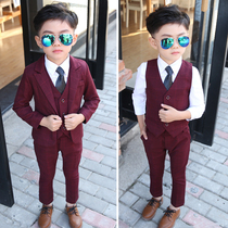 Baby year-old dress male British childrens suit suit Western style little boy suit Plaid formal dress handsome spring and autumn