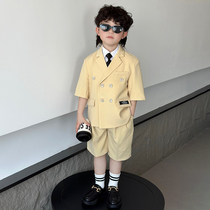 Handsome boys dress summer suit college style childrens small suit June 1st host boys catwalk costume