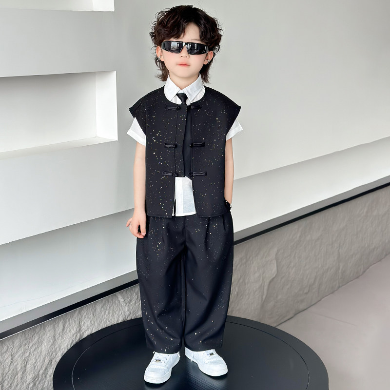 六一演出必备！夏季男童新中式唐装国风汉服，复古风 …