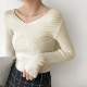 Mùa thu và mùa đông bó sát áo cổ chữ V sang trọng dài tay đan đáy áo sơ mi nữ Slim phiên bản Hàn Quốc của áo len mỏng áo thun hoang dã áo len zara