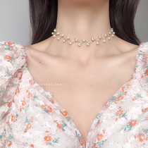 Pearl necklace Korean neck chain choker fairy collar neck chain net red neck jewelry short choker women tide