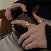 ins tide retro cold wind multi-circle opening adjustable ring female Net red Korean version of domineering fashion personality Food ring