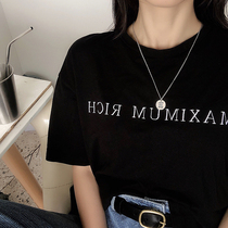 Korean letter necklace female tide Net red punk retro choker ins hip hop sweater chain long Joker simple