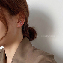 925 sterling silver needle double hook earrings female advanced sense earrings 2021 New Tide simple cold style fashion ear jewelry