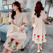 Pregnant Woman Spring Dress Summer Clothing Dress With Dress Damp Spicy Mother Fashion Temperament Maternity Dress Netred Suit New Pregnant Woman Skirt Summer