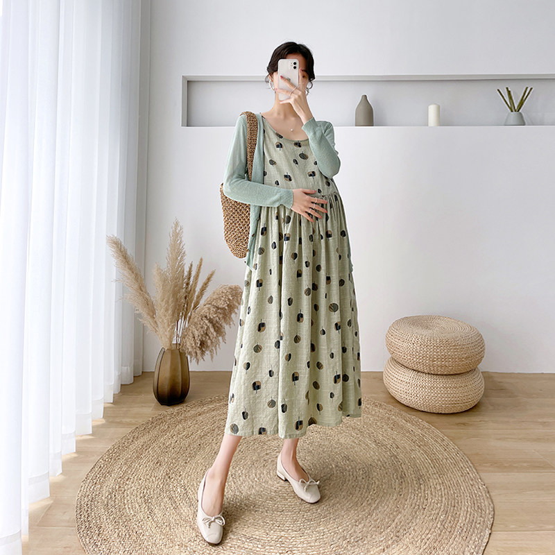 Maternity spring suit net red suspender skirt spring and autumn new top luxury pregnant women dress spring clothes