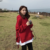 Pregnant Woman Sweatshirt Spring Autumn Medium Long Style Women Blouses Red Autumn Money Loose Big Code Autumn And Winter Clothing Autumn Clothing Suit Stylish Style