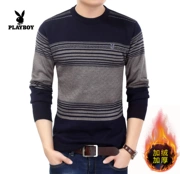 Áo len nam mùa đông Playboy cộng với nhung dày cổ tròn dài tay áo thun ấm áp áo len