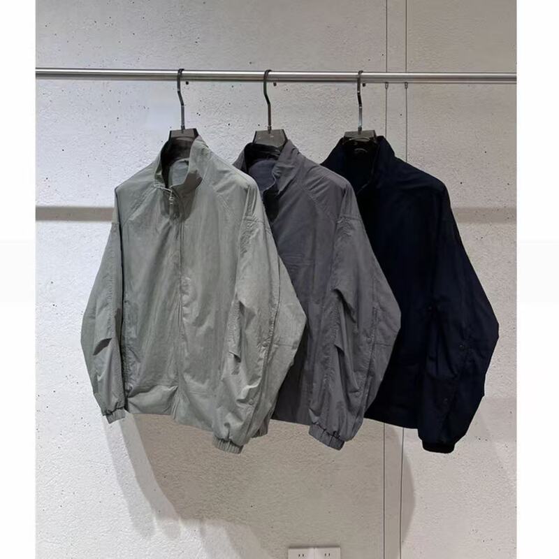 2026 Spring/Summer New Designer Deconstructed Style Japanese Stand Collar Mesh Breathable Thin Solid Color Men's Jacket