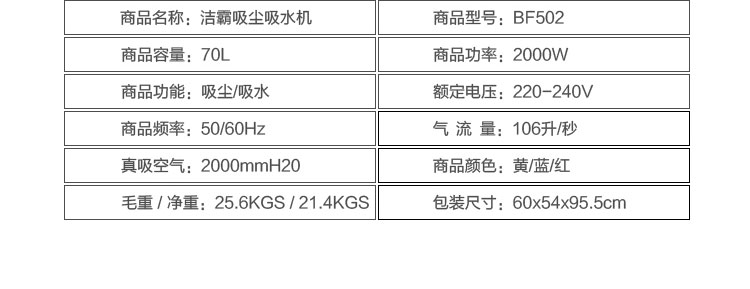 洁霸BF502吸尘器工业用超强大吸力大功率洗车店专用商用吸水机qwe