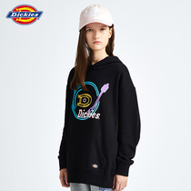 dickies childrens clothing 2021 Winter new spring tide children black film print loose version hooded pullover sweater