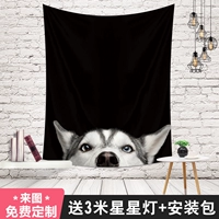 Hai ha tấm thảm treo quần áo vải nền màu đen huskies tấm thảm phòng ngủ ký túc xá trang trí tường vải khăn bãi biển thảm treo tường thổ cẩm