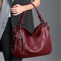 Hong Kong Large Bag 2022 New Fashion Leather Women's Bag Middle-aged Mother Bag Soft Leather Large Capacity Messenger Bag
