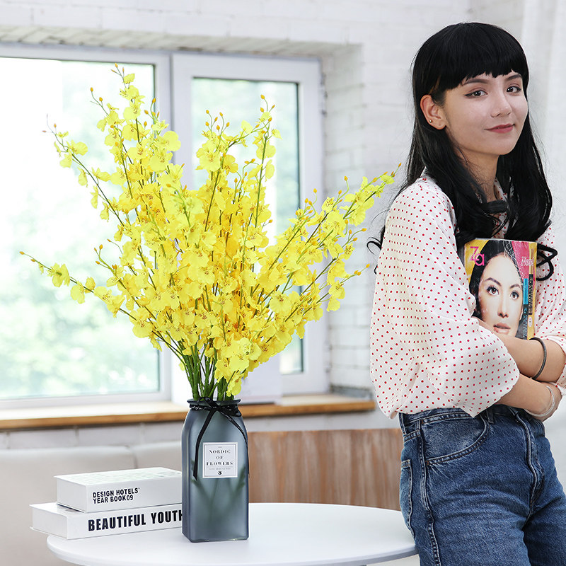 Dancing Lan Emulation Flower Fake Flowers Living-room Floor Decoration Pendulum Decorated Plastic Bouquet Nordic Ins Interior Table Furnishing