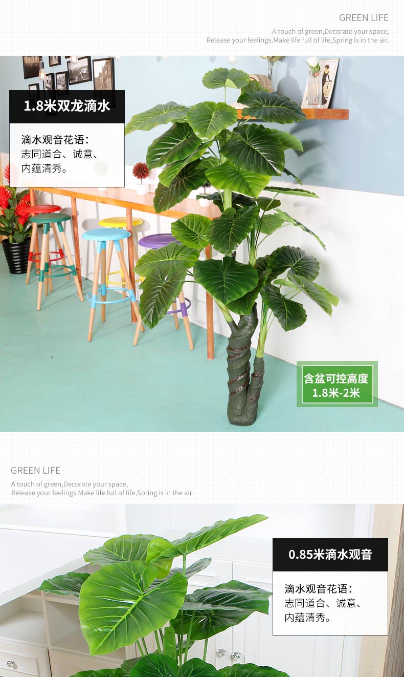 Cây giả nhỏ giọt Guanyin cây xanh mô phỏng cây sàn chậu trong nhà phòng khách hoa cây cảnh nhựa giả hoa trang trí - Hoa nhân tạo / Cây / Trái cây lan giả hạc rừng