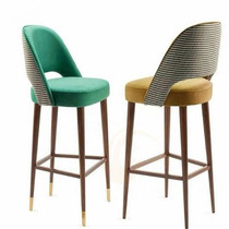Cloth Art Bar Chair Brief Modern Casual Dining Chair Bar KTV Front Desk Solid Wood Stools Designer High Chair Customize