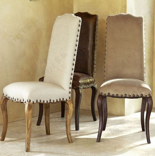 Spot American solid wood chair linen dining room high chair room chair Leisure chair Simple solid wood chair can be customized