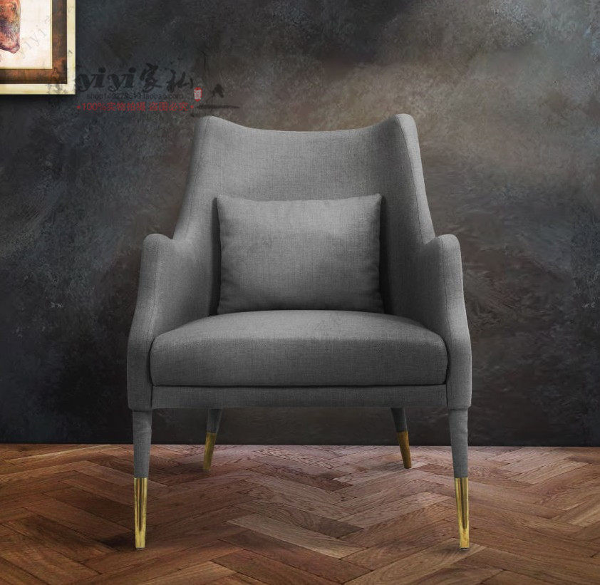 Nordic balcony back chair fabric simple modern single leisure bedroom small sofa chair dining room solid wood sofa