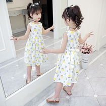 Girls dress 2022 Summer new children Dress Foreign Han Version Printed Skirt Little Girl Pure Cotton Princess Dress