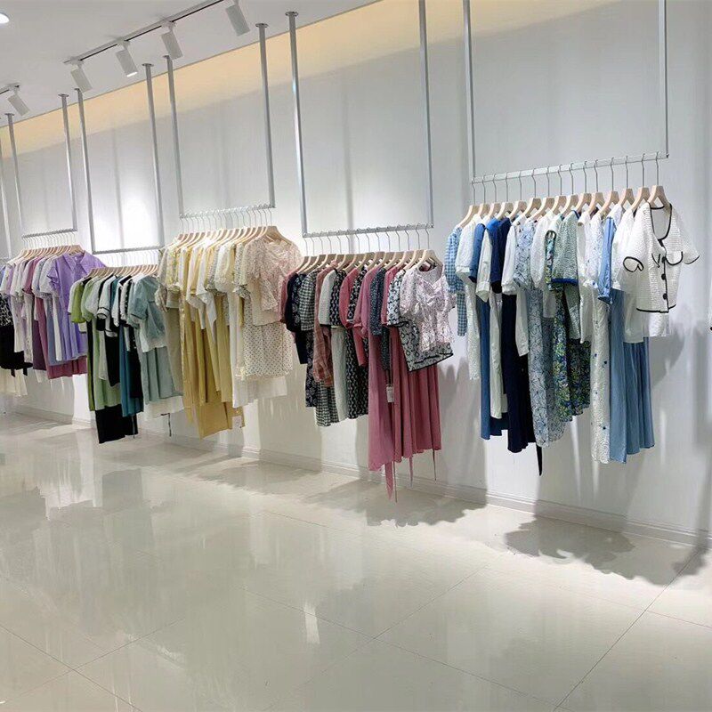 Silver clothing hanger women's clothing store suspended ceiling hanging hanger wall wedding display rack photo studio special dress rack