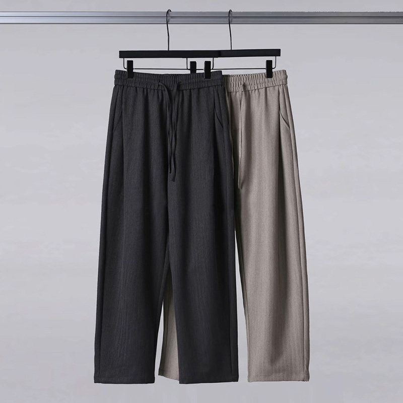 2026 Summer Simple European Style High-End Men's Casual Pants Loose Mid-High Waist Light Luxury Men's Pants Versatile Straight-Leg Pants