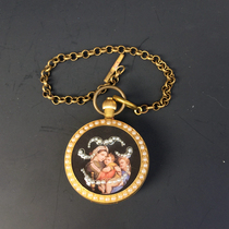 双开西洋表欧米茄铜怀表 镶珍珠老式机械钟表OMEGA1848年古董老货