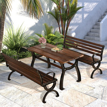 Anticorrosive Wood outdoor balcony leisure table and chair outdoor courtyard terrace three-piece Garden cast aluminum outer terrace iron art