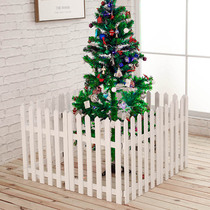 Anti-corrosion Christmas tree decoration fence ornaments Christmas indoor white wooden fence decorations shopping mall scene layout