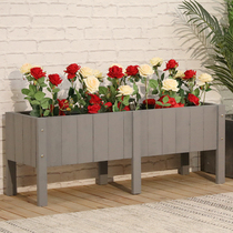 Corrosive wood flower box indoor balcony flower trough outdoor rectangular plus high foot planting box outdoor wooden long strip flower pot