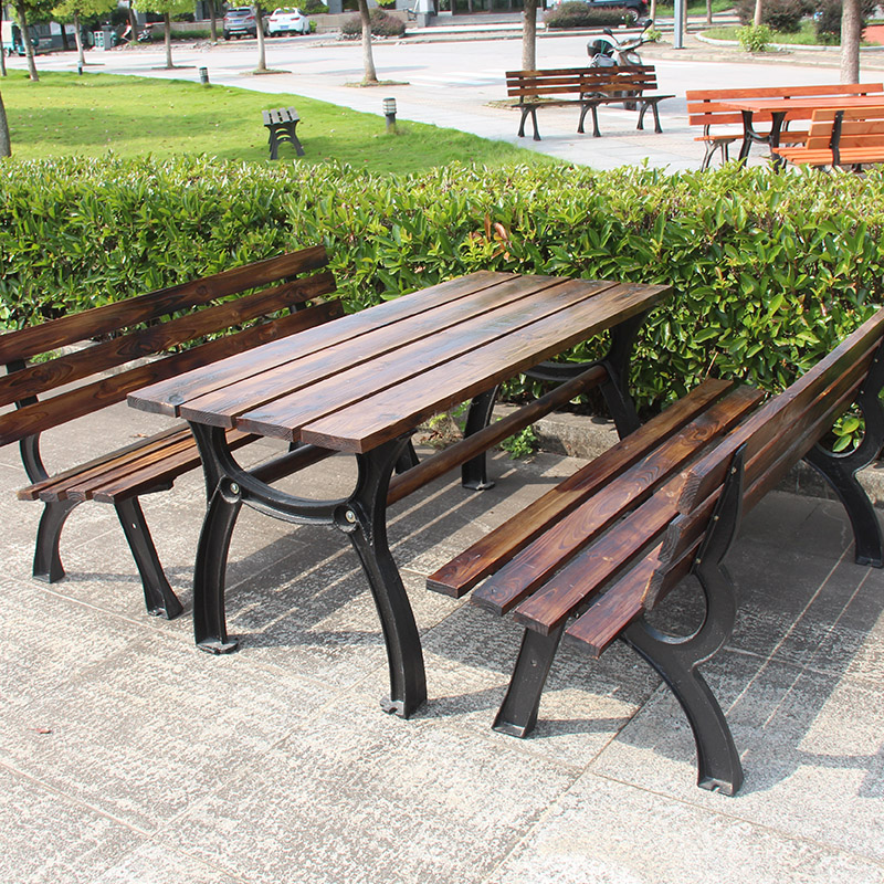 Iron Carbide Public Park Benches Double Wooden Benches Engineered