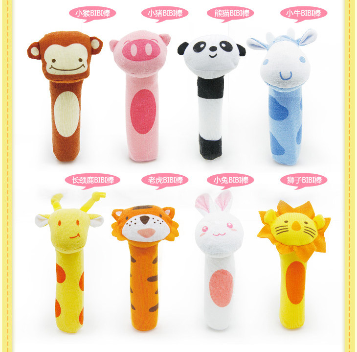 Plush new lion-stick animal hand knead 0-1-year-old toy baby Handbell Rattle Baby Hand Puppet BB Stick