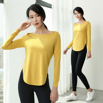Yoga clothing womens autumn quick dry breathable dance clothes running long sleeve sports loose blouse Pilates training fitness clothes
