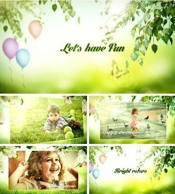 AE模板欢乐愉快的六一儿童节日视频生日周岁电子相册制作片头