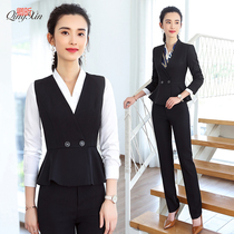 Suit suit womens 2018 new autumn and winter hotel work clothes pants professional vest womens formal beauty salon tooling