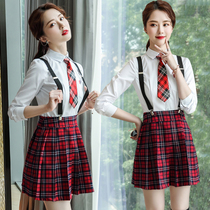 College style JK uniform shirt women pleated skirt set large size professional clothes gk kindergarten teacher garden clothes teacher work clothes autumn