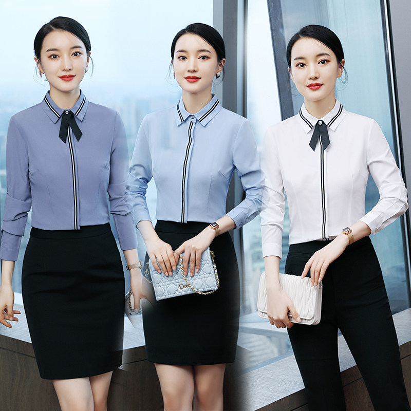 White Ol Pro Shirts Women's Sleeve Dress Fashion College Students Interview Authentic hotel Front Desk Suit Temperament Workwear