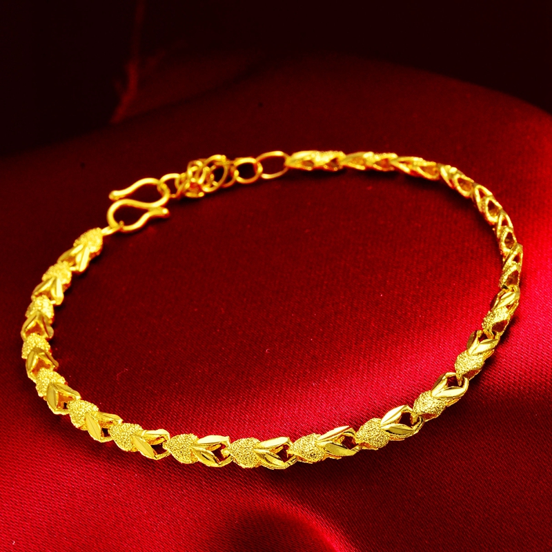 Authentic 18K Gold Bracelet, Small Fish Water Wave Chain, Light Luxury 9 Gold Color, Women's 3D Bracelet, Pure K Gold Gift, Does Not Fade