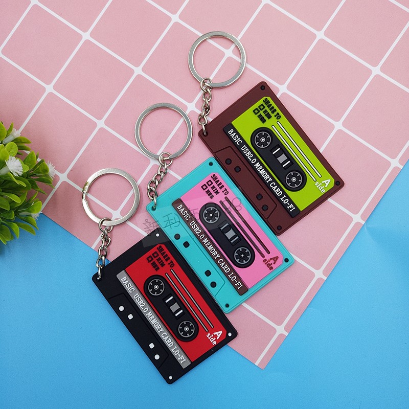 Soft glue key chain custom concert music festival gift retro tape key chain backpack pendant souvenir