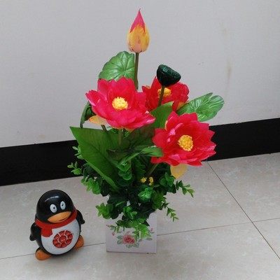 Simulation small lotus bouquet plastic lotus lotus water lily for Buddha living room fake flower home decoration 4 pieces