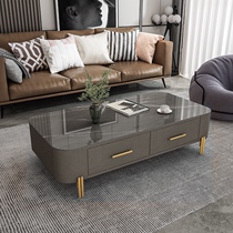 Modern minimalist living-room tea table light extravagant small family type bedroom balcony tempered glass tea table with soft bag tea table