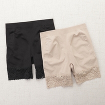  Anti-light safety pants underwear two-in-one summer thin lace mid-waist womens hip-raising underwear four-corner boxer shorts