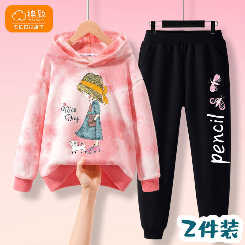 Balacara's cotton to girl thick T-shirt spring autumn children suit 2022 new girl spring dress with hat cute