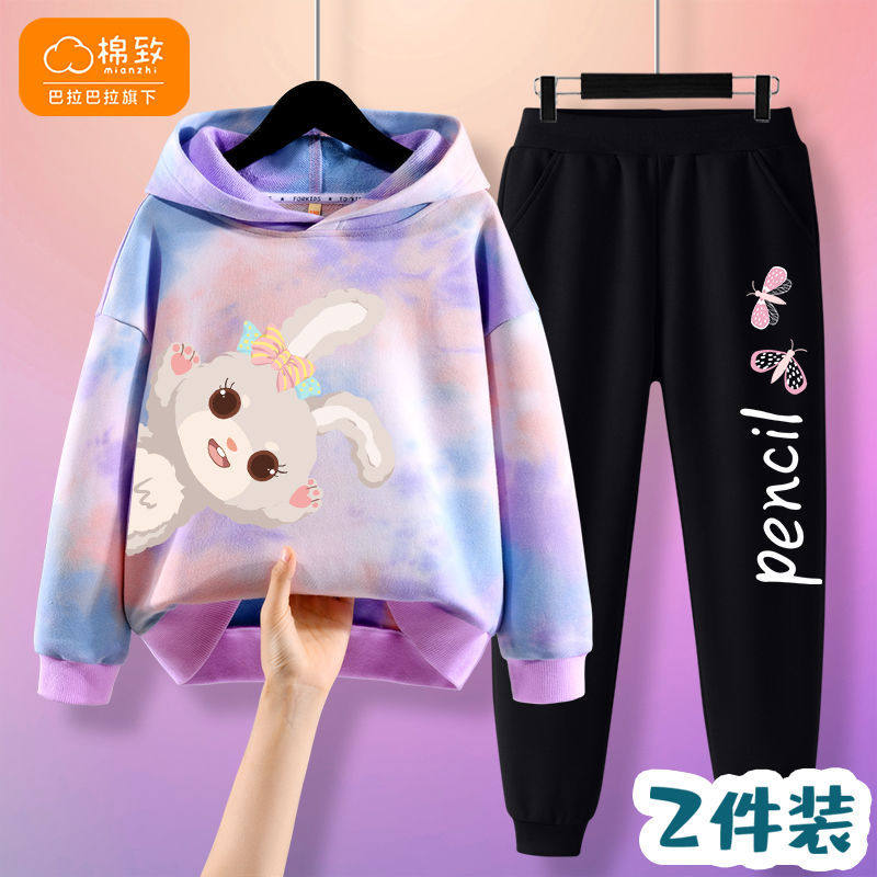 Balacara's cotton-to-girl thick T-shirt spring autumn children suit women's 2022 new girl autumn dress hyphens
