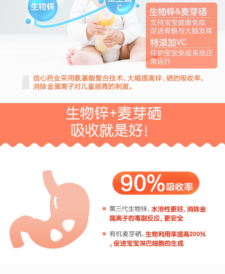 美国进口 信心药业 儿童复合锌硒宝片 60片/瓶 图3