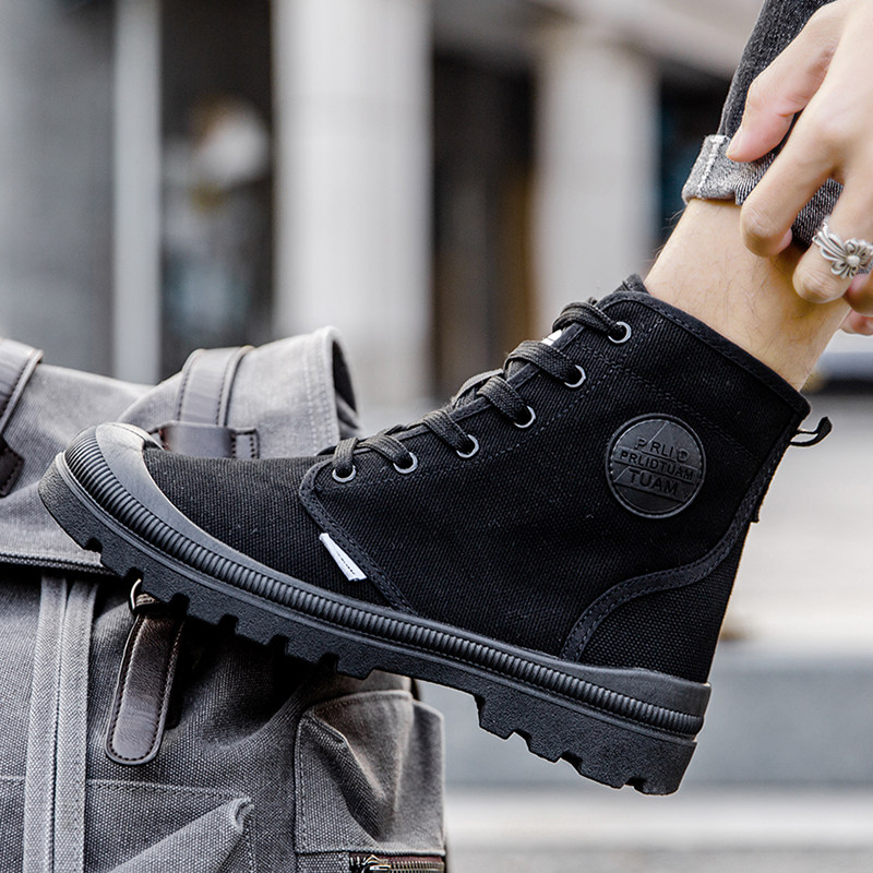 Tooling shoes male high cylinder sails shoes 46 large size size Martin boots casual shoes Outdoor Tactical boots Head wide footrest shoes