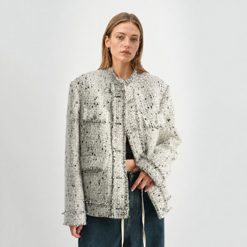 French-Style Heavy-Duty Tweed Chanel-Style Jacket for Women, 2026 Spring New Loose-Fitting Slimming High-End Top French-Style Heavy-Duty Tweed Chanel-Style Jacket for Women, 2026 Spring New Loose-Fitting Slimming High-End Top