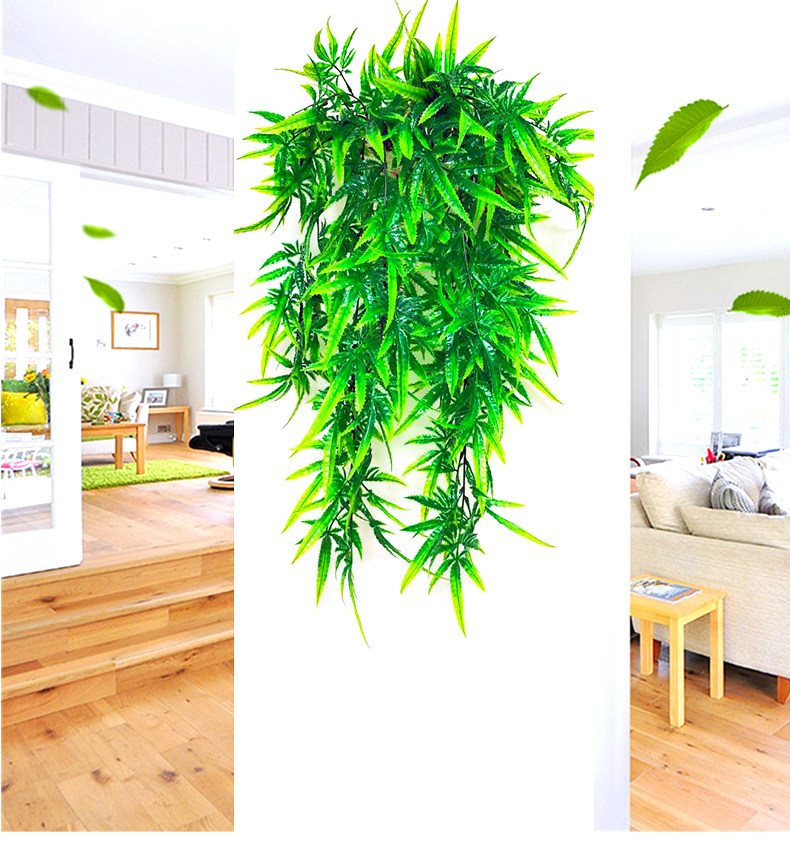 New Products Emulation Green Plant Wall-mounted Simulation Maple Leaf Wall Decoration Dining Hall Engineering Greenery Background Wall Hanging Basket Decoration