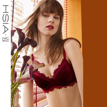 HSIA big chest small bra triangle cup retro large size with steel ring sexy velvet thin underwear women